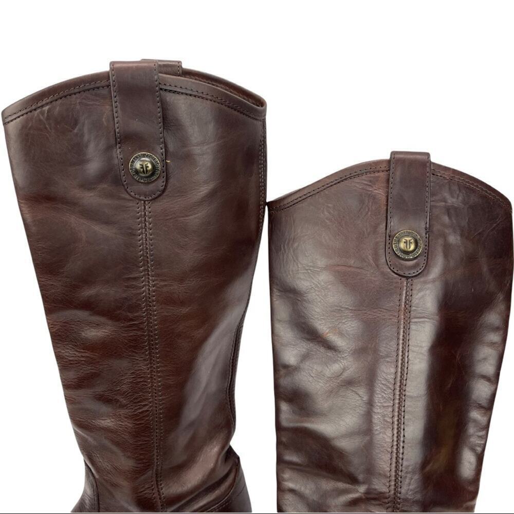 Frye Dark Brown Leather Melissa Western Tall Riding Boots  Size 5.5 Style 77167 - Picture 7 of 16